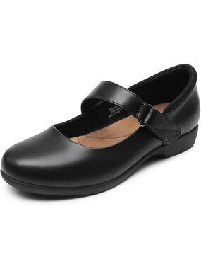 Dream Pairs Size 7 Mary Jane Shoes Black Faux Leather Ballet Adjustable Strap